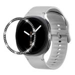 For Samsung Galaxy Watch8 44mm Diamond Bezel and Solid Color Stitched Silicone Watch Band(Gray Black)