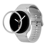 For Samsung Galaxy Watch8 44mm Rhombic Texture Bezel and Solid Color Stitched Silicone Watch Band(Gray Silver)