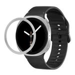For Samsung Galaxy Watch8 44mm Rhombic Texture Bezel and Solid Color Stitched Silicone Watch Band(Black Silver)