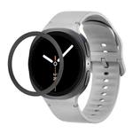 For Samsung Galaxy Watch8 44mm Rhombic Texture Bezel and Solid Color Stitched Silicone Watch Band(Gray Black)