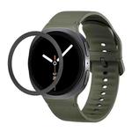 For Samsung Galaxy Watch8 44mm Rhombic Texture Bezel and Solid Color Stitched Silicone Watch Band(Army Green Black)
