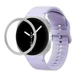 For Samsung Galaxy Watch8 40mm Rhombic Texture Bezel and Solid Color Stitched Silicone Watch Band(Official Purple Silver)