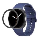 For Samsung Galaxy Watch8 40mm Rhombic Texture Bezel and Solid Color Stitched Silicone Watch Band(Midnight Blue Black)