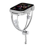 For Apple Watch 46mm / 49mm / 45mm / 44mm Copper-Inlaid Zircon 5-petal Flower Bracelet Watch Band(Silver)