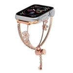 For Apple Watch 46mm / 49mm / 45mm / 44mm Copper-Inlaid Zircon 5-petal Flower Bracelet Watch Band(Rose Gold)