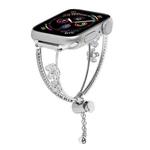 For Apple Watch 42mm / 41mm / 40mm / 38mm Copper-Inlaid Zircon 5-petal Flower Bracelet Watch Band(Silver)