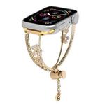 For Apple Watch 42mm / 41mm / 40mm / 38mm Copper-Inlaid Zircon 5-petal Flower Bracelet Watch Band(Gold)