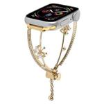 For Apple Watch 46mm / 49mm / 45mm / 44mm Copper-Inlaid Butterfly Zircon Bracelet Watch Band(Gold)