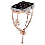 For Apple Watch 42mm / 41mm / 40mm / 38mm Copper-Inlaid Butterfly Zircon Bracelet Watch Band(Rose Gold)