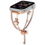 For Apple Watch 46mm / 49mm / 45mm / 44mm Copper-Inlaid Bear Zircon Bracelet Watch Band(Rose Gold)