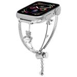 For Apple Watch 42mm / 41mm / 40mm / 38mm Copper-Inlaid Bear Zircon Bracelet Watch Band(Siver)