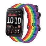 For Garmin Venu X1 Ring Buckle Nylon Canvas Watch Band(Rainbow)