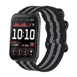 For Garmin Venu X1 Ring Buckle Nylon Canvas Watch Band(Black Gray)