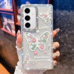 For Samsung Galaxy S24+ 5G Diamond Glitter Butterfly Pattern Shockproof Phone Case(Flower Butterfly B3)