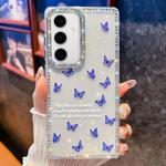 For Samsung Galaxy S24+ 5G Diamond Glitter Butterfly Pattern Shockproof Phone Case(Blue Butterfly B4)
