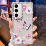 For Samsung Galaxy S24+ 5G Diamond Glitter Butterfly Pattern Shockproof Phone Case(Butterfly Love Flower B5)