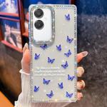 For Samsung Galaxy A07 5G Diamond Glitter Butterfly Pattern Shockproof Phone Case(Blue Butterfly B4)