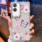 For Samsung Galaxy A07 5G Diamond Glitter Butterfly Pattern Shockproof Phone Case(Butterfly Love Flower B5)