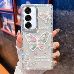 For Samsung Galaxy A16 5G Diamond Glitter Butterfly Pattern Shockproof Phone Case(Flower Butterfly B3)