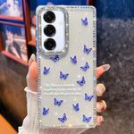 For Samsung Galaxy A16 5G Diamond Glitter Butterfly Pattern Shockproof Phone Case(Blue Butterfly B4)