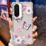 For Samsung Galaxy A26 5G Diamond Glitter Butterfly Pattern Shockproof Phone Case(Butterfly Love Flower B5)
