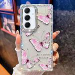 For Samsung Galaxy A15 5G Diamond Glitter Butterfly Pattern Shockproof Phone Case(Pink Butterfly B1)