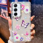 For Samsung Galaxy A15 5G Diamond Glitter Butterfly Pattern Shockproof Phone Case(Butterfly Love Flower B5)