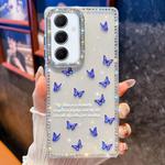 For Samsung Galaxy A35 5G Diamond Glitter Butterfly Pattern Shockproof Phone Case(Blue Butterfly B4)