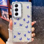 For Samsung Galaxy A55 5G Diamond Glitter Butterfly Pattern Shockproof Phone Case(Blue Butterfly B4)
