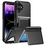 For iPhone 16 Plus Kalebol Flip Card Wallet Holder Shockproof Phone Case(Black)