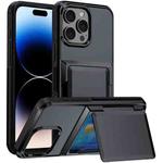 For iPhone 15 Pro Max Kalebol Flip Card Wallet Holder Shockproof Phone Case(Black)