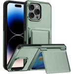For iPhone 15 Pro Max Kalebol Flip Card Wallet Holder Shockproof Phone Case(Army Green)