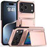 For iPhone 17 Pro Max Kalebol Flip Card Wallet Holder Shockproof Phone Case(Rose Gold)