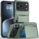 For iPhone 17 Pro Max Kalebol Flip Card Wallet Holder Shockproof Phone Case(Army Green)