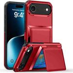 For iPhone 17 Air Kalebol Flip Card Wallet Holder Shockproof Phone Case(Red)