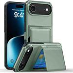 For iPhone 17 Air Kalebol Flip Card Wallet Holder Shockproof Phone Case(Army Green)