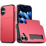 For iPhone 16 Kalebol 2 in 1 Shockproof Sliding Card Slot Phone Case(Red)