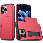 For iPhone 14 Pro Kalebol 2 in 1 Shockproof Sliding Card Slot Phone Case(Red)