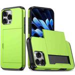 For iPhone 14 Pro Kalebol 2 in 1 Shockproof Sliding Card Slot Phone Case(Green)