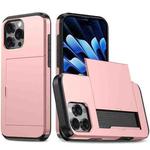 For iPhone 13 Pro Max Kalebol 2 in 1 Shockproof Sliding Card Slot Phone Case(Rose Gold)