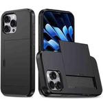 For iPhone 13 Pro Max Kalebol 2 in 1 Shockproof Sliding Card Slot Phone Case(Black)