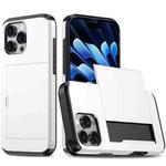 For iPhone 13 Pro Max Kalebol 2 in 1 Shockproof Sliding Card Slot Phone Case(White)