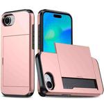 For iPhone 16e Kalebol 2 in 1 Shockproof Sliding Card Slot Phone Case(Rose Gold)