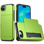 For iPhone 16e Kalebol 2 in 1 Shockproof Sliding Card Slot Phone Case(Green)