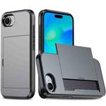 For iPhone 16e Kalebol 2 in 1 Shockproof Sliding Card Slot Phone Case(Gray)