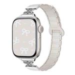 For Apple Watch 46mm / 49mm / 45mm / 44mm Bow Small Waist Magnetic Silicone Watch Band(Starlight)