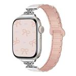 For Apple Watch 46mm / 49mm / 45mm / 44mm Bow Small Waist Magnetic Silicone Watch Band(Starlight with Pink Sand)