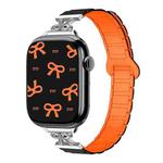 For Apple Watch 42mm / 41mm / 40mm / 38mm Bow Small Waist Magnetic Silicone Watch Band(Black with Orange)