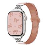 For Apple Watch 42mm / 41mm / 40mm / 38mm Bow Small Waist Magnetic Silicone Watch Band(Oxford Pink with Rose Gray)