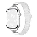 For Apple Watch 42mm / 41mm / 40mm / 38mm Bow Small Waist Magnetic Silicone Watch Band(Ceramic White)